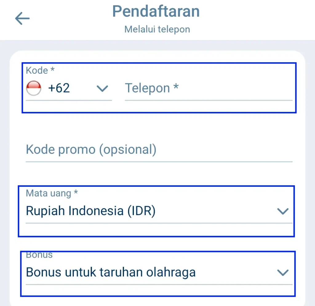  Registrasi via Nomor HP